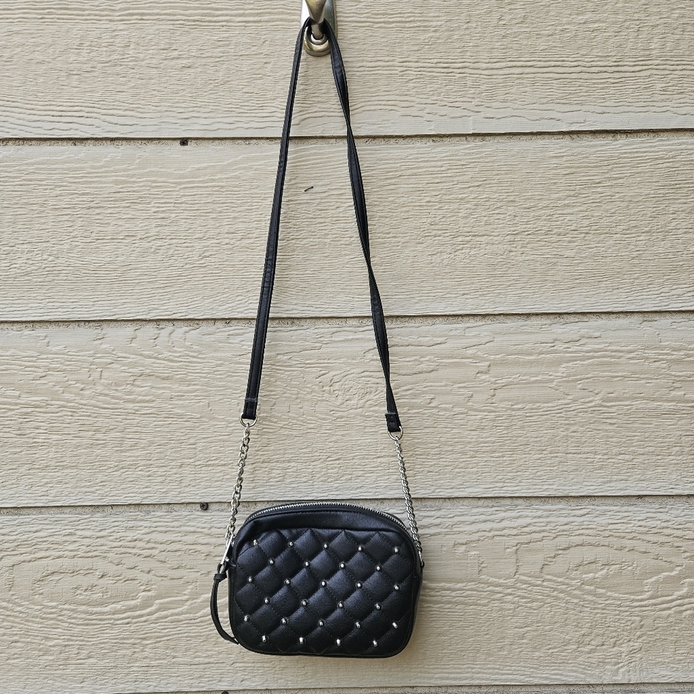Rebecca Minkoff black faux leather studded crossbody bag
